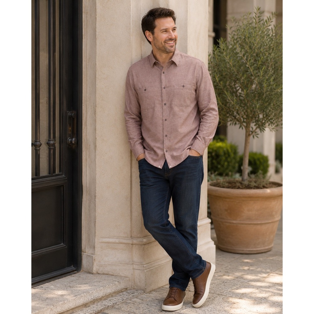 UNTUCKit Hemsworth Brown Herringbone Relaxed Fit Cotton Shirt Sz XXL Career